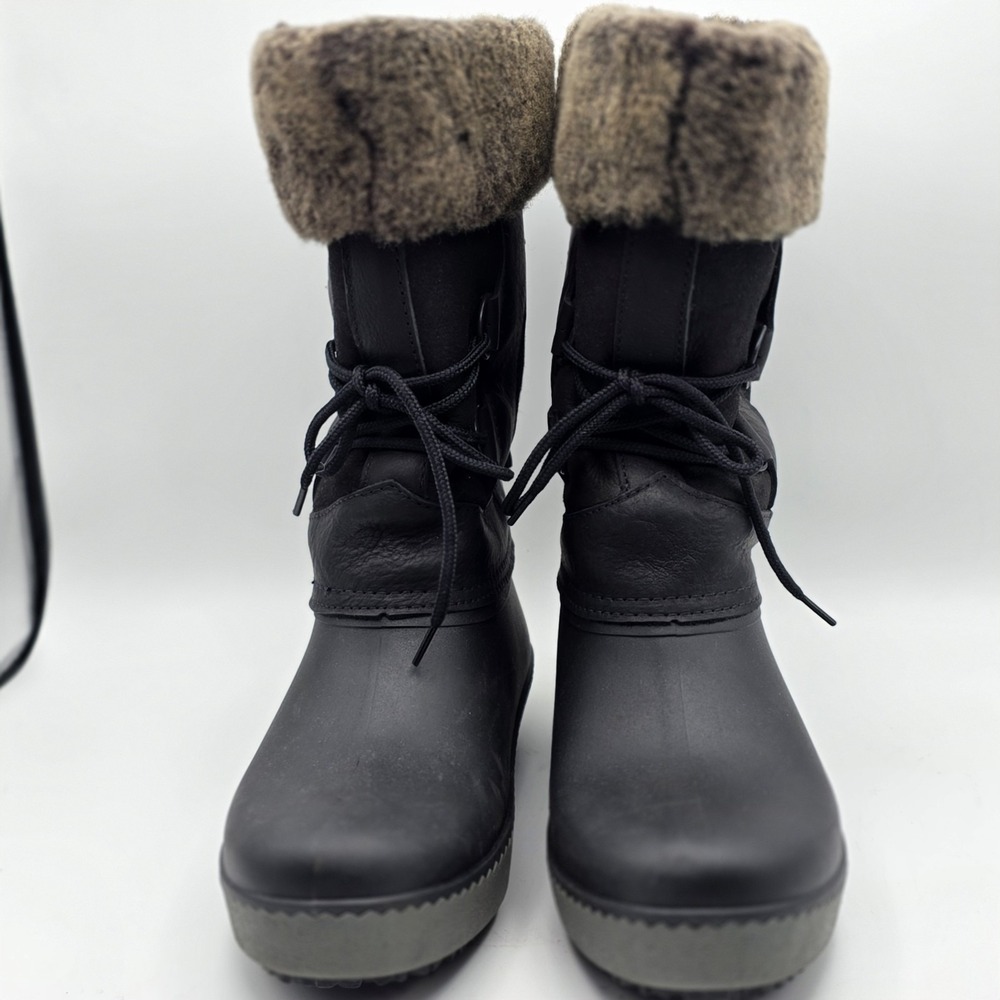 L.L.Bean Winter Snow Boots Women 8 Black Faux Fur Insulated Tassle WORN ONCE - Picture 2 of 10